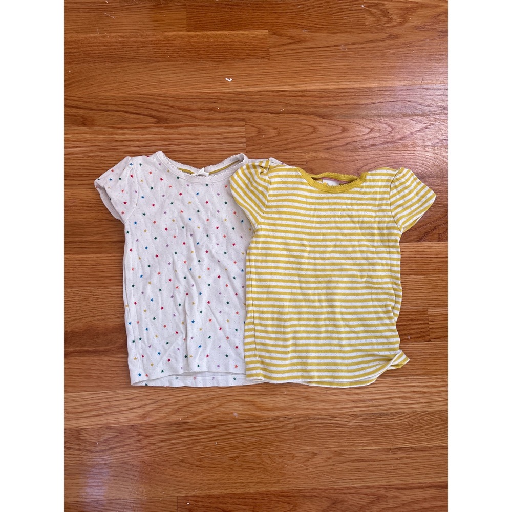 Mini Boden Girls 5-6Y 116cm Pointelle T-Shirt Bundle Stars Yellow‎ Stripe 2pk